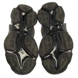 Pre Owned Balenciaga Black Mesh And Leather Triple S Trainer Sneakers Size 40