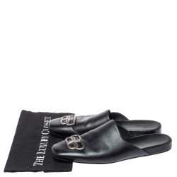Pre Owned Balenciaga Black Leather Cosy BB Slippers Size 41 