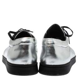 Pre Owned Balenciaga Metallic Silver Leather Urban Low Top Sneakers Size 45