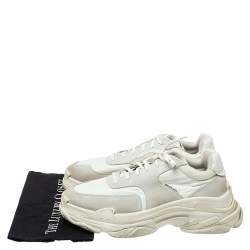 Pre Owned Balenciaga White Nylon and Suede Leather Triple S Platform Sneakers Size 45