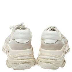 Pre Owned Balenciaga White Nylon and Suede Leather Triple S Platform Sneakers Size 45