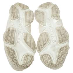 Pre Owned Balenciaga White Nylon and Suede Leather Triple S Platform Sneakers Size 45