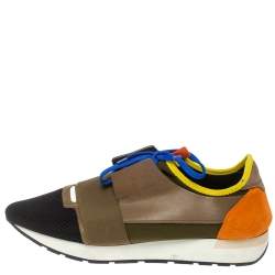 Pre Owned حذاء رياضي بالنسياغا ريس رانرز شبك وسويدي وجلد متعدد الألوان مقاس 45