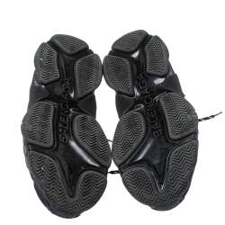 Pre Owned حذاء رياضي بالنسياغا أربطة تراك شبك/ جلد أسود مقاس 45