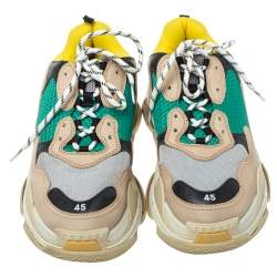 Pre Owned Balenciaga Multicolor Mesh, Nubuck And Leather Triple S Platform Sneakers Size 45