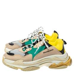 Pre Owned Balenciaga Multicolor Mesh, Nubuck And Leather Triple S Platform Sneakers Size 45