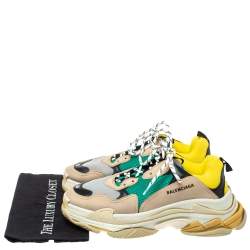Pre Owned Balenciaga Multicolor Mesh, Nubuck And Leather Triple S Platform Sneakers Size 45