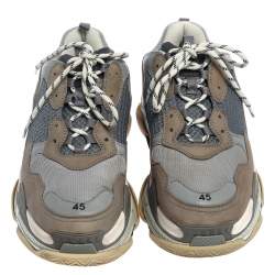 Pre Owned حذاء رياضي بالنسياغا تريبل أس شبك وجلد أزرق/ رمادي مقاس 45