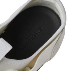 Pre Owned Balenciaga White Mesh And Leather Race Runner Low Top Sneakers Size 46