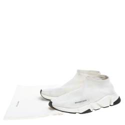 Pre Owned Balenciaga Off white Knit Fabric Speed Trainer Sneakers Size 42