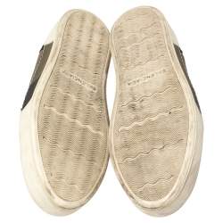 Pre Owned حذاء رياضي بالنسياغا سليب أون تريكو قماش و جلد و سويدي كاكي و أسود مقاس 43