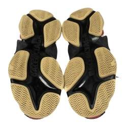 Pre Owned Balenciaga Black Mesh And Leather Triple S Low Top Sneakers Size 41