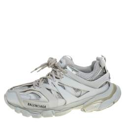 مملوكة مسبقًا Balenciaga White Leather And Mesh Track Trainers Sneakers Size 42