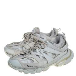 مملوكة مسبقًا Balenciaga White Leather And Mesh Track Trainers Sneakers Size 42