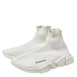 Pre Owned حذاء رياضي بالنسياغا سبيد تريكو أبيض مقاس 44