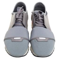Pre Owned حذاء رياضى بالنسياغا ريس رانر جلد وتريكو رمادى مقاس 40