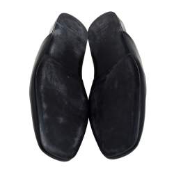 Pre Owned Balenciaga Black Leather Cosy BB Logo Embellished Mule Sandals Size 43