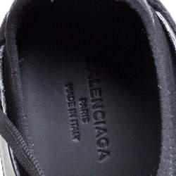 Pre Owned Balenciaga Black Leather, Mesh and Neoprene Race Runner Sneakers Size 40