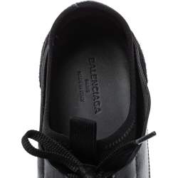 Pre Owned حذاء رياضي بالنسياغا ريس رانر جلد وشبكة أسود مقاس 42