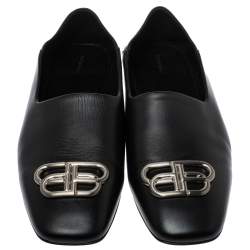 Balenciaga Black Leather BB Cosy Loafer Size 41