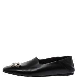 Balenciaga Black Leather BB Cosy Loafer Size 41