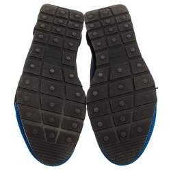 Pre Owned Balenciaga  Blue/Black Mesh And Leather Race Runner Sneakers Size 42