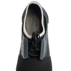 Pre Owned Balenciaga  Blue/Black Mesh And Leather Race Runner Sneakers Size 42