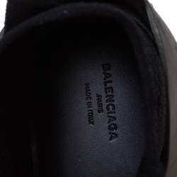 Pre Owned Balenciaga Black/Brown Mesh And Leather Lace Up High Top Sneakers Size 40