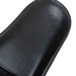 Pre Owned Balenciaga Black Leather Logo Slide Sandals Size 42