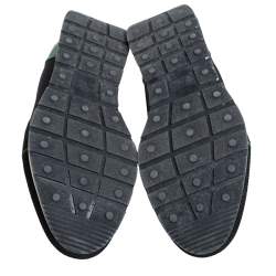 Pre Owned حذاء رياضي بالنسياغا رباط ريس رانر جلد لامع وشبك أخضر/ أسود مقاس 42