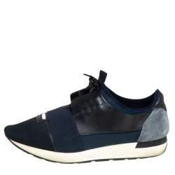 Pre Owned Balenciaga Multicolor Mesh Leather And Suede Race Runner Sneaker Size 43