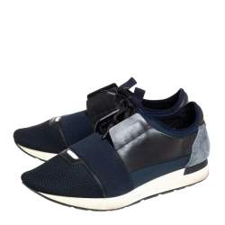 Pre Owned Balenciaga Multicolor Mesh Leather And Suede Race Runner Sneaker Size 43