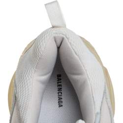 Pre Owned Balenciaga Grey/White Mesh Leather And Suede Lace Up Triple S Sneaker Size 45