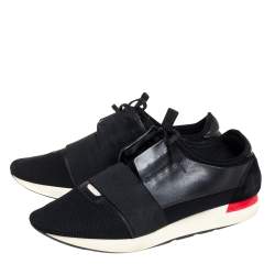 Pre Owned Balenciaga Black Suede And Leather Race Runner Sneakers Size 43