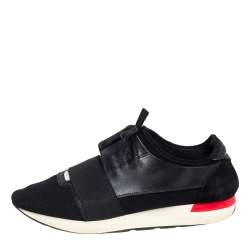Pre Owned Balenciaga Black Suede And Leather Race Runner Sneakers Size 43