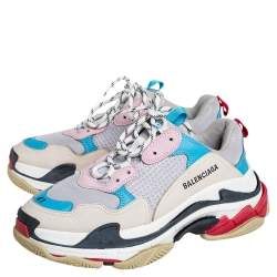 Pre Owned Balenciaga Multicolor Mesh And Leather Triple S Low Top Sneakers Size 41