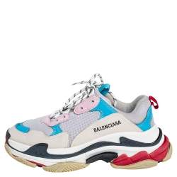 Pre Owned Balenciaga Multicolor Mesh And Leather Triple S Low Top Sneakers Size 41