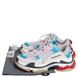 Pre Owned Balenciaga Multicolor Mesh And Leather Triple S Low Top Sneakers Size 41