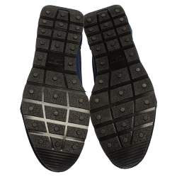 Pre Owned Balenciaga Blue/Black Mesh And Leather Race Runner Low Top Sneakers Size 42