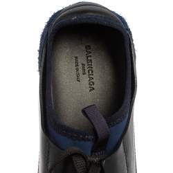 Pre Owned Balenciaga Blue/Black Mesh And Leather Race Runner Low Top Sneakers Size 42