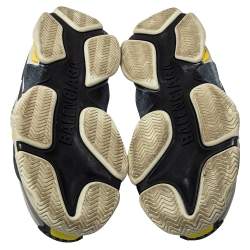 Pre Owned حذاء رياضي بالنسياغا تريبل إس ترينر شبكة وجلد ونوبوك رصاصي/أصفر مقاس 42