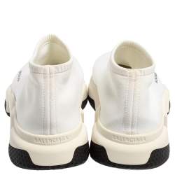 Pre Owned Balenciaga White Knit Fabric Speed Sneakers Size 44