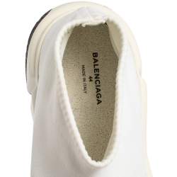 Pre Owned Balenciaga White Knit Fabric Speed Sneakers Size 44