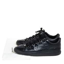 Pre Owned Balenciaga Black Leather Arena Low Top Sneakers Size 42