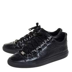 Pre Owned Balenciaga Black Leather Arena Low Top Sneakers Size 42