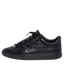Pre Owned Balenciaga Black Leather Arena Low Top Sneakers Size 42