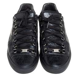 Pre Owned Balenciaga Black Leather Arena Low Top Sneakers Size 42