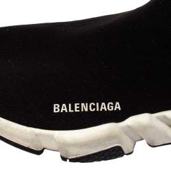 مملوكة مسبقًا Balenciaga Black Knit Fabric Speed High Top Sneakers Size 42