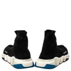 مملوكة مسبقًا Balenciaga Black Knit Fabric Speed High Top Sneakers Size 42