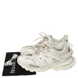 Pre Owned حذاء رياضي بالنسياغا تراك ترينرز شبك و جلد أبيض مقاس 41